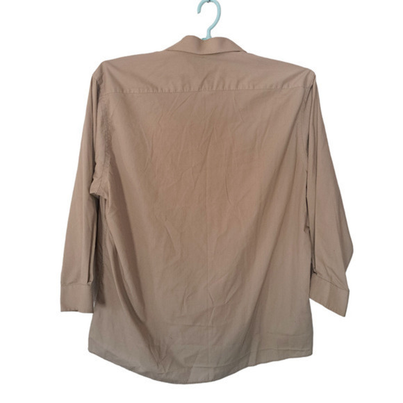 Pierre Cardin Womens 3/4 Sleeve Collared Button Dress Shirt Brown‎ Sz 17.5 32/33 - Picture 2 of 4